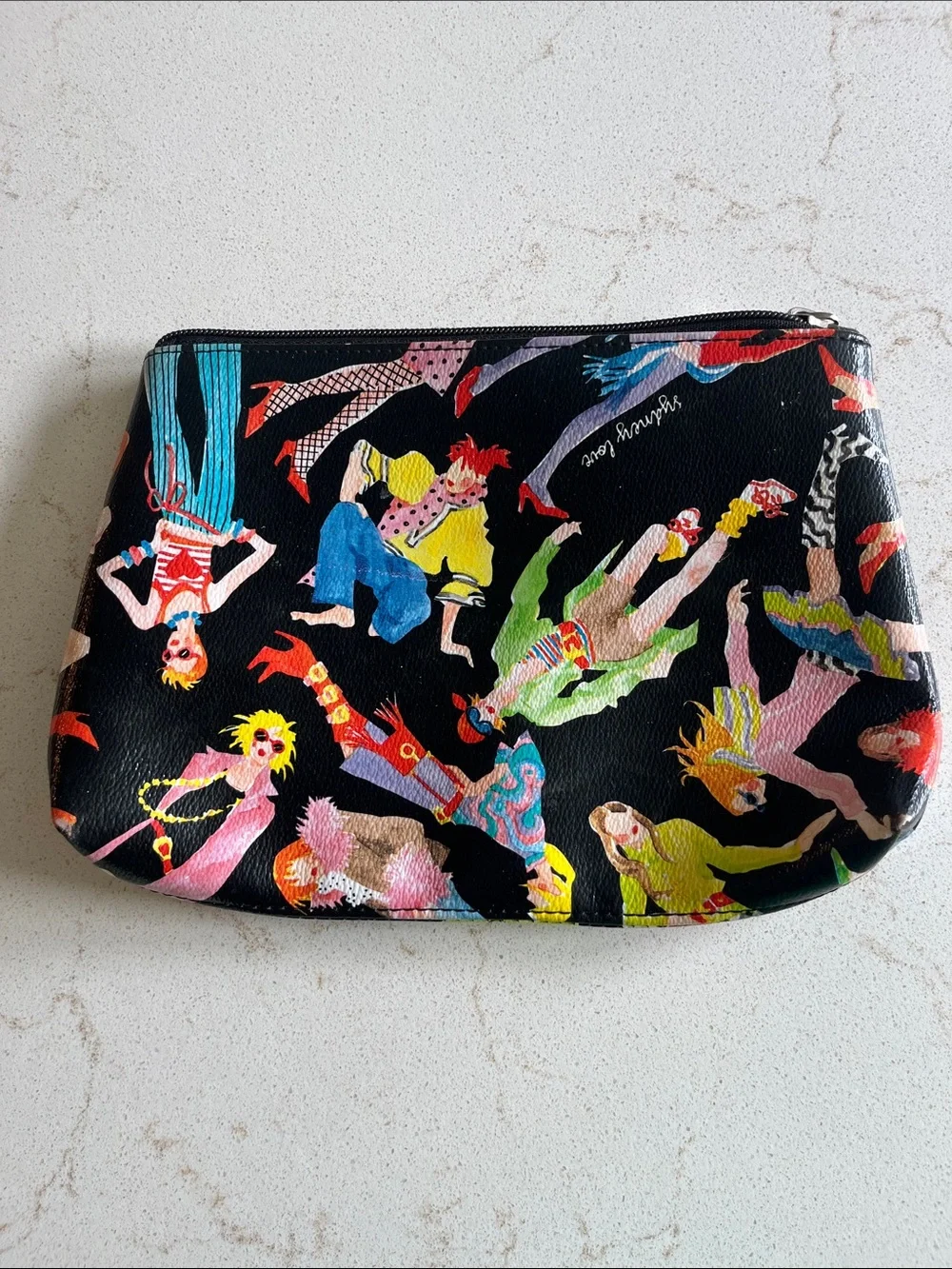 Sydney Love Black Multicolor Fashion-Figure Cosmetic Bag